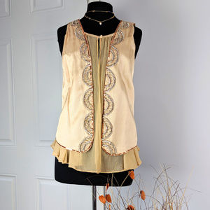 IMAN Tan Sleeveless Vest Sz S